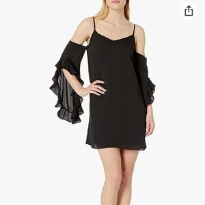Amanda Uprichard Gianna Revolve Black Cold Shoulder Ruffle Sleeve Dress Small